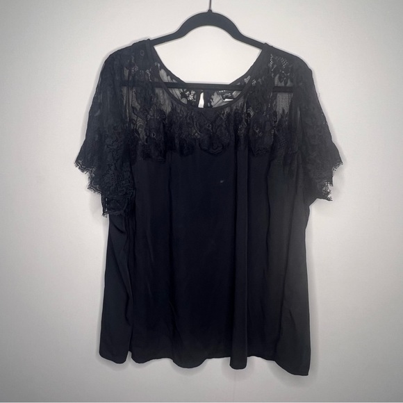 Torrid Satin With Lace Trim Blouse black size 4XL. - Picture 8 of 11
